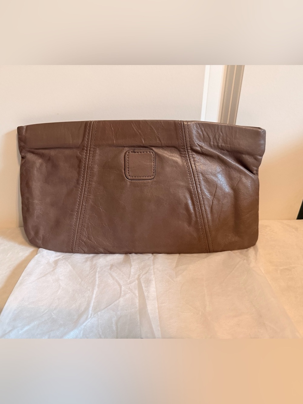 Vintage Excel grey brown Leather Clutch